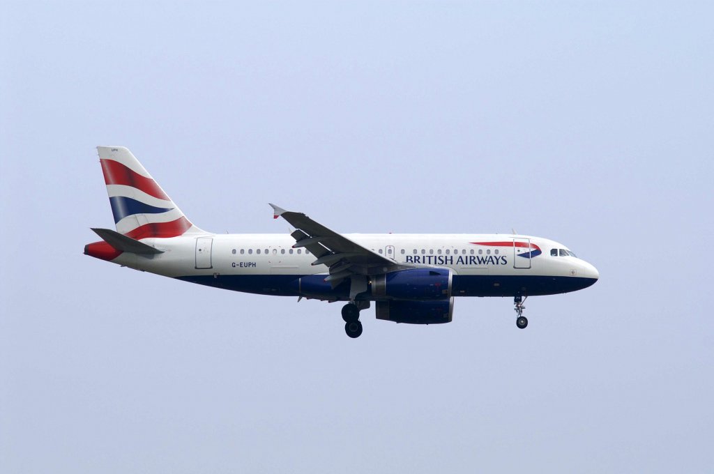 Ein Airbus A319-131 von British Airways mit der Kennung G-EUPH aufgenommen am 04.04.2009 auf dem Flughafen Zrich