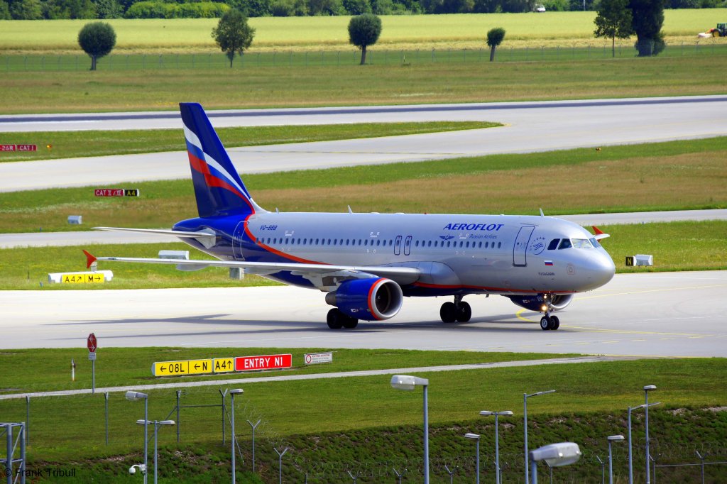 Ein Airbus A320-214 von Aeroflot mit der Kennung VQ-BBB aufgenommen am 24.06.2011 am Flughafen Mnchen 