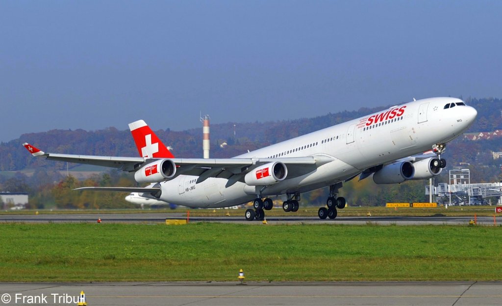 Ein Airbus A340-313X von Swiss International Airlines mit der Kennung