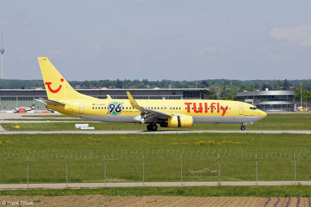 Eine Boeing 737-8K5/W von TUIfly mit der Kennung D-AHFK aufgenommen