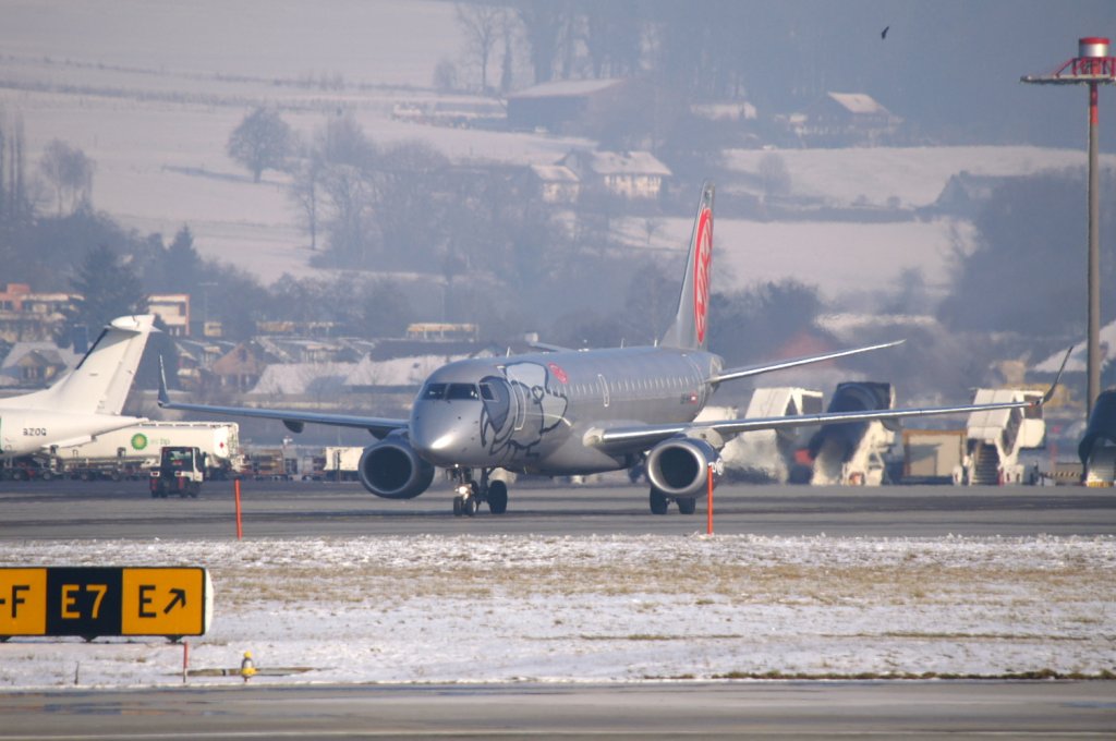Eine EMBRAER ERJ-190LR von flyNiki mit der Kennung OE-IHA aufgenommen am 16.02.2010 am Zricher Flughafen.