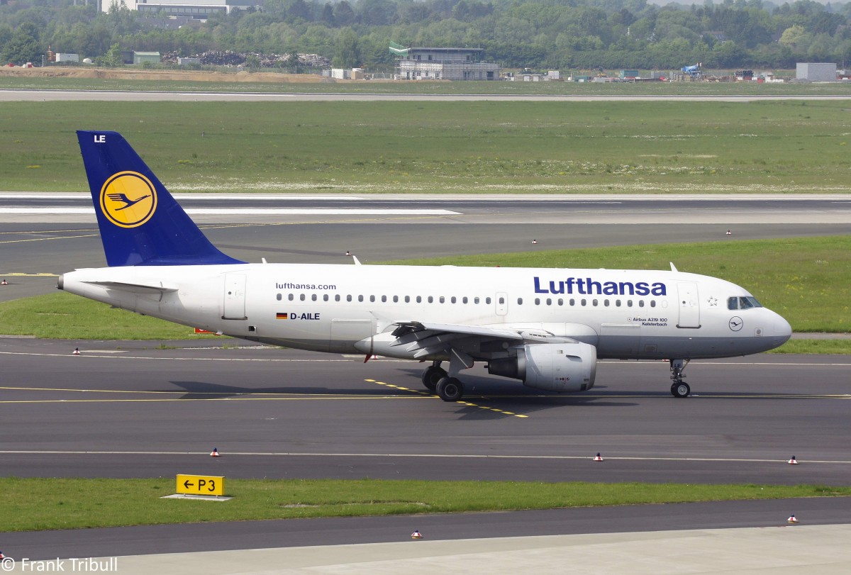 Ein Airbus A319-114 von Lufthansa mit der Kennung D-AILE aufgenommen am 01.05.2014 am Flughafen Düsseldorf