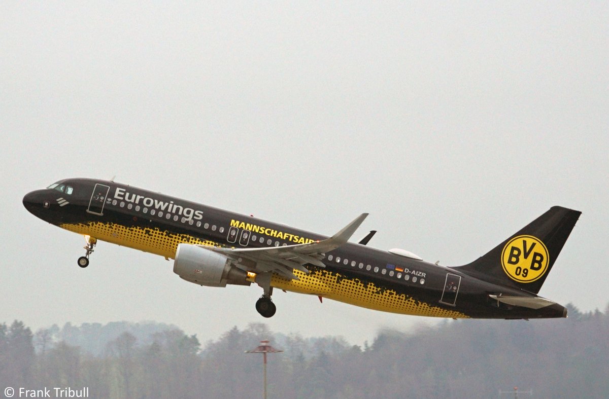 Ein Airbus A320-214(WL) der Eurowings mit der Kennung D-AIZR aufgenommen am 27.01.2018 am Züricher Flughafen