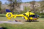 D-HOFF/135043/ein-eurocopter-ec-135-p2-von-der Ein Eurocopter EC-135 P2 von der ADAC Luftrettung mit der Kennung D-HOFF aufgenommen am 23.04.11 in Wrzburg