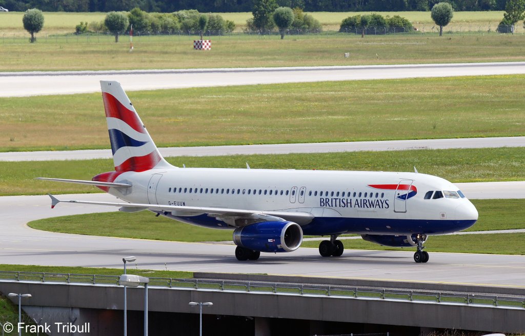 Ein Airbus A320-232 von British Airways mit der Kennung G-EUUW aufgenommen am 24.06.2011 auf dem Flughafen München 