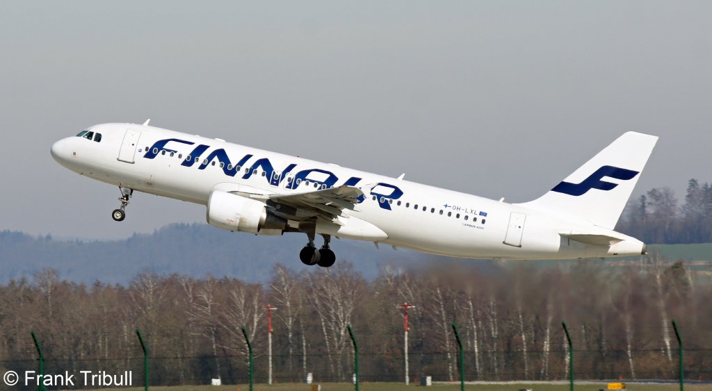 Eine Airbus A320-214 von Finnair mit der Kennung OH-LXL aufgenommen am 16.03.2013 auf dem Flughafen ZÃ¼rich  