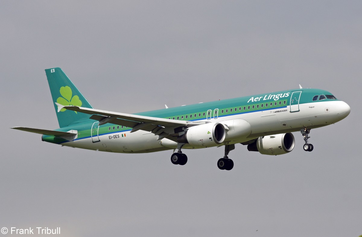 Ein Airbus A320-214 von Aer Lingus mit der Kennung EI-DES aufgenommen am 26.04.2014 auf dem Flughafen ZÃ¼rich 