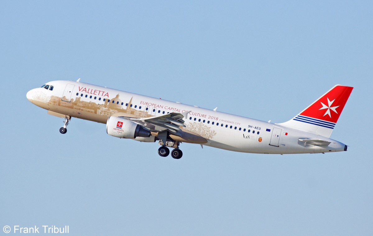 Ein Airbus A320-214 von AIR MALTA mit der Kennung 9H-AEO aufgenommen am 08.09.2012 am Flughafen Zrich 