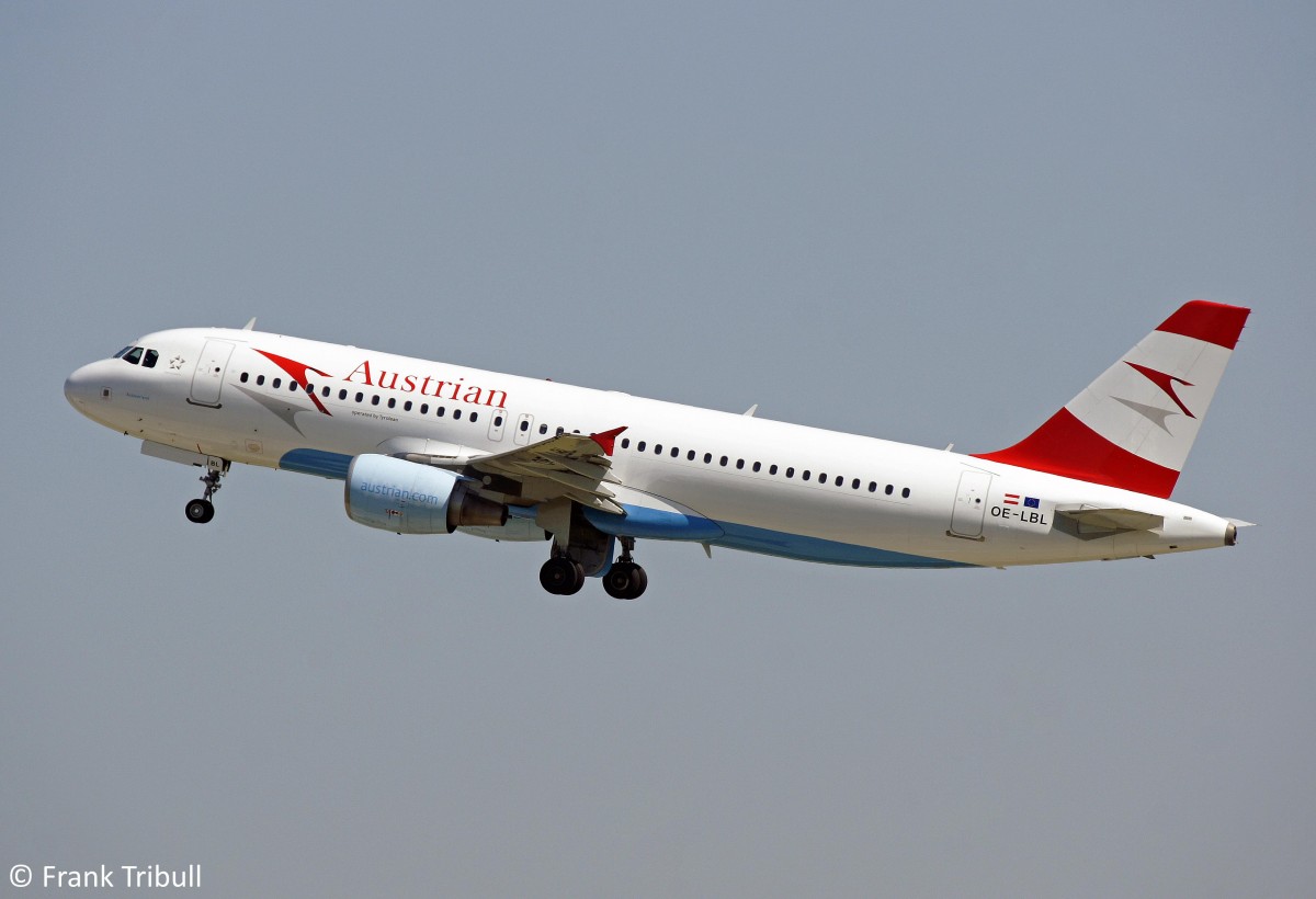 Ein Airbus A320-214 von Austrian Airlines mit der Kennung OE-LBL aufgenommen am 07.06.2014 auf dem Flughafen Zrich 