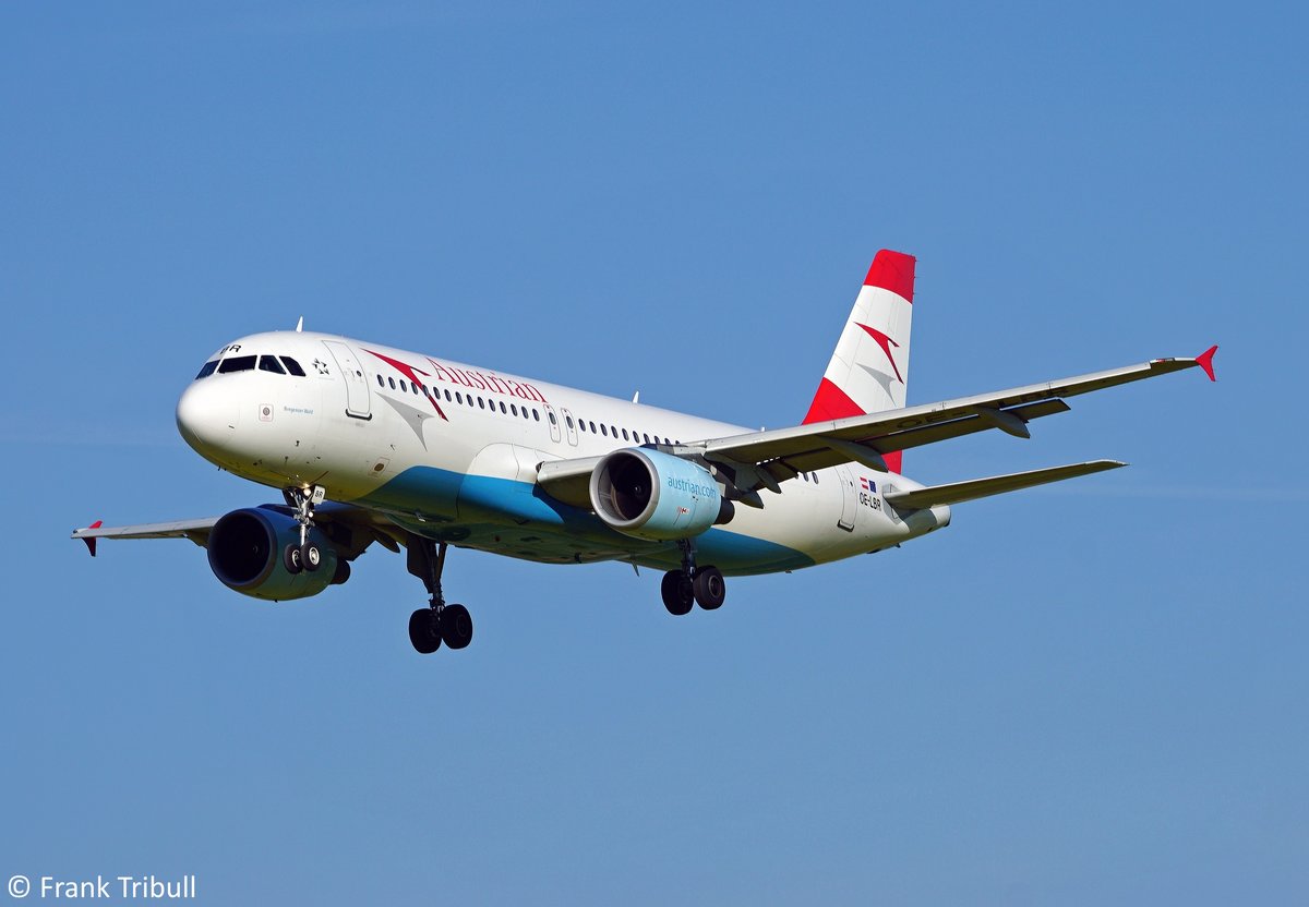 Ein Airbus A320-214 von Austrian Airlines mit der Kennung OE-LBR aufgenommen am 06.05.2016 auf dem Flughafen Zürich