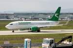 Ein Boeing B737-7GL/W von TURKMENISTAN AIRLINES mit der Kennung EZ-A008 aufgenommen am 22.05.2010 auf dem Flughafen Frankfurt am Main - Flugzeugdaten: 