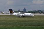 Eine British Aerospace BAe 146-200 der Eurowings mit der Kennung D-Ajet aufgenommen am 30.05.09 am Stuttgarter Flughafen.