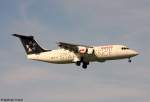 Eine 146 Avro RJ-100 von SWISS EUROPEAN AIRLINES mit der Kennung HB-IYV mit Star Alliance Lackierung aufgenommen am 29.05.2011 auf dem Flughafen Zrich
